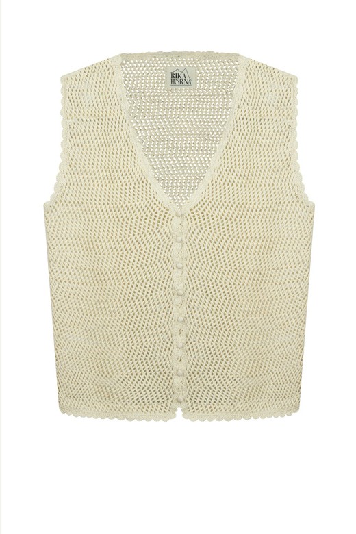 Вʼязана бежева жилетка